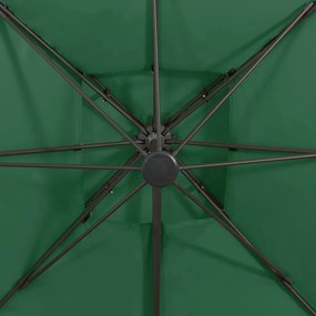 Ombrellone a Sbalzo con Doppia Copertura 300x300 cm Verde