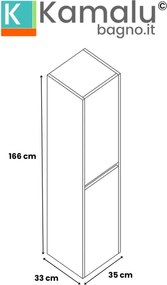 Kamalu - Composizione bagno 80 cm rovere naturale e bianco lucido | LAC-AMFI-80RB