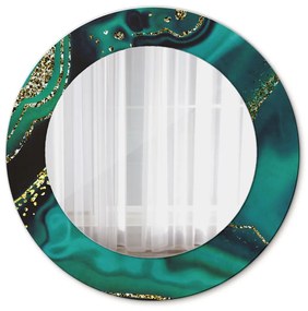 Specchio rotondo stampato Marmo di smeraldo fi 50 cm