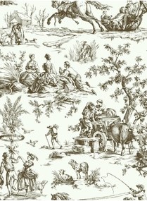 Coordonne Carta da parati Bucolic Toile - Khaki