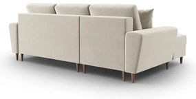 Divano angolare beige allungabile e con contenitore (con penisola a sinistra/con chaise lounge) con rivestimento in velluto Kyoto – Cosmopolitan Design