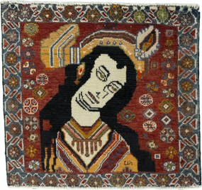 Shiraz Tappeto 60x50 Rosso (Iran) Annodato A Mano