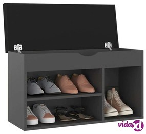 vidaXL Panca Porta Scarpe con Cuscino Grigia 80x30x47cm Multistrato