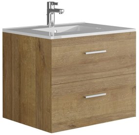 Mobile bagno sospeso con lavabo singolo 60 cm Naturale Chiaro - KAYLA