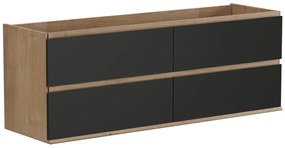Mobile sotto lavabo sospeso 150 cm Naturale chiaro e Nero - SABURI