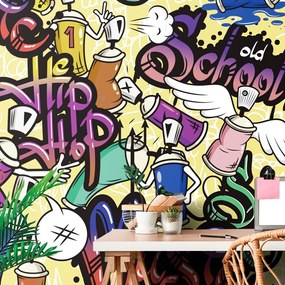 Carta da parati – Street art allegro con contrasto giallo