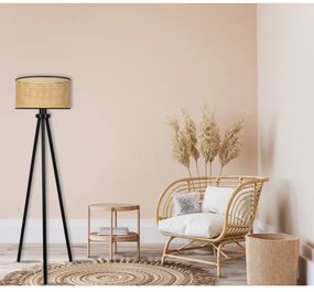 Duolla - Lampada con piedistallo ROLLER 1xE27/15W/230V diametro 45 cm rattan/nero