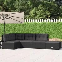 Set Divani da Giardino 5 pz con Cuscini Nero in Polyrattan 319595