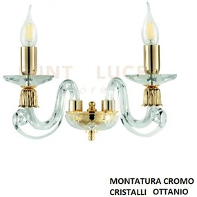 Applique 1306 2 luci ottanio e cromo attacco e14 l.36cm