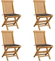 Sedie da Giardino con Cuscini Antracite 4 pz Massello di Teak 3062568