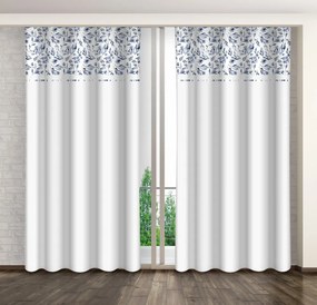 Tenda decorativa bianca con stampa di fiori in campo blu Larghezza: 160 cm | Lunghezza: 250 cm