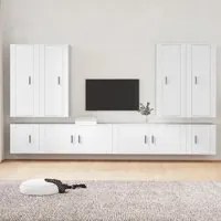 Set Mobili Porta TV 8pz Bianco in Legno Multistrato 3188854