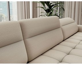 Divano angolare beige allungabile/con contenitore (con penisola a sinistra/a U) e rivestimento in velluto Berrto – ELTAP