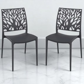 Sedia per interno o esterno impilabile Antracite - ALEA 2 sedie