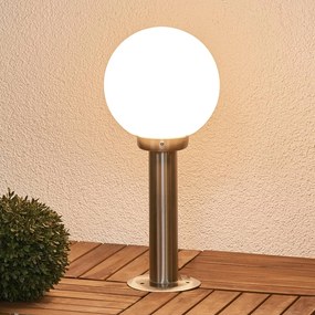 Lampioncino Lindby Vedran, altezza 45 cm, vetro, acciaio inossidabile