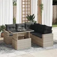 Set Divano da Giardino 6pz con Cuscini Grigio Chiaro Polyrattan 3326323