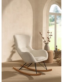 Sedia a dondolo bianca in tessuto bouclé ROCKY - Vipack