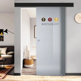 Porta scorrevole Restaurant in vetro multicolore, L 88 x H 215 cm, con binario Atelier nero Destra