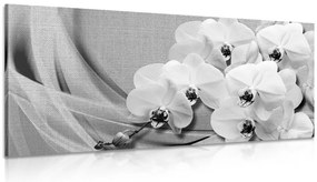 Stampa su tela – Orchidea su tela in bianco e nero