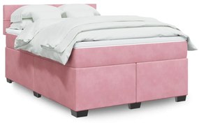 Giroletto A Molle Con Materasso Rosa 140x190 Cm İn Velluto /