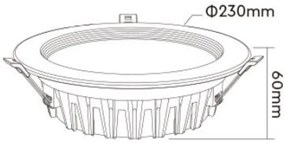Faro da incasso 25W RGB+CCT IP20 Angolo 120° foro Ø200 - 210 mm Colore RGB+CCT