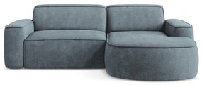 Divano angolare blu polveroso (con penisola a destra/con chaise lounge) con rivestimento in ciniglia Omao – Makamii