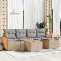 Set Divano da Giardino 6 pz con Cuscini Beige in Polyrattan 3227606