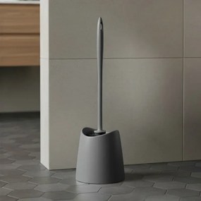 Portascopino wc da appoggio grigio antracite in abs con setole nere