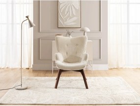 Poltrona con poggiapiedi beige con rivestimento in velluto a coste Niko – Ropez