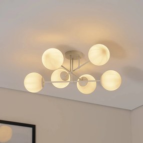 Plafoniera soffitto Moon HELAM, dimmerabile, Crema / Ambra, Soggiorno / Sala da pranzo, Metallo, Plafoniera