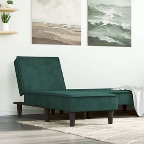 Chaise Longue İn Velluto Verde Scuro /