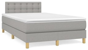 Letto a molle materasso e led grigio chiaro 120x190 cm tessuto