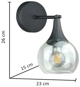 Applique STAR 1xE27/60W/230V nero/limpido