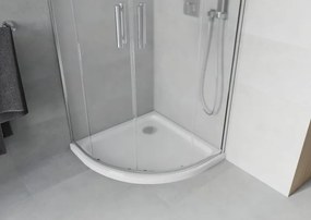 Mexen Rio cabina doccia semicircolare 80 x 80 cm, smerigliata, cromo + piatto Flat, bianco - 863-080-080-01-30-4110