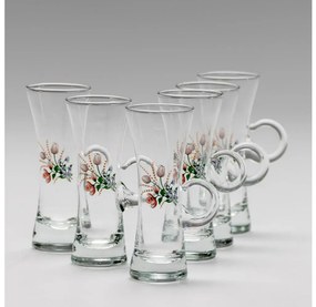 Set 6x Bicchiere da liquore con manico limpido con motivo a bouquet no 3
