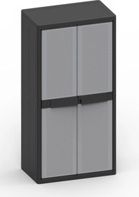 Armadio Portascope Modulare da Esterno 89,7x53,7x180 cm 2 Ante 4 Ripiani in Polipropilene Jumbo Cab Grigio e Nero...