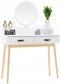 Tavolino da toilette scandinavo bianco con specchio