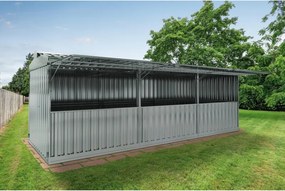 Chiosco in acciaio 2.7 x 7.7 m, superficie esterna 21.39 m² e spessore parete 40 mm, senza pavimento porta a due ante, SAPIL Daikiri