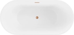 Mexen Luna vasca da bagno freestanding 160 x 75 cm, bianca, troppopieno rame spazzolato - 52031607500-65