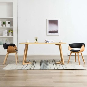 Sedie Da Pranzo 2 Pz Nere İn Legno Curvato E Similpelle /
