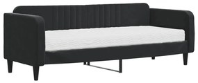 Divano Letto con Materasso Nero 80x200 cm in Velluto