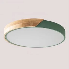 Plafoniera Led Jan Celadón - Madera Natural & Ø40 Cm - Sklum