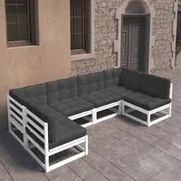 Set Divani da Giardino 6 pz con Cuscini Massello di Pino Bianco cod mxl 44583