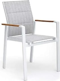 Sedia Da Esterno In Alluminio E Textilene Con Braccioli Polywood Bianco