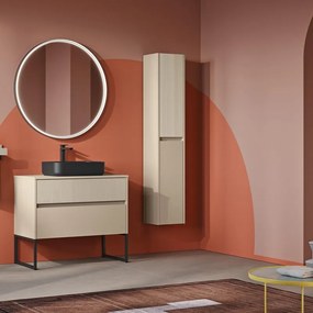 Colonna per mobile bagno Niwa 2 ante P 27 x L 30 x H 160 cm laccato opaco sabbia cannettato