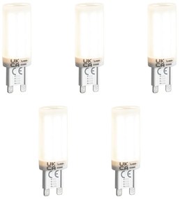 Set di 5 Lampadine LED G9 a 3 Intensità di Luce con Finitura Opale 4.5W 500lm 4000K