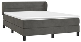 Giroletto a molle con materasso grigio scuro 160x200 cm velluto