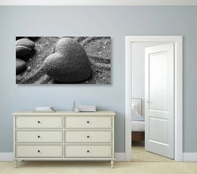 Stampa su tela – Pietra Zen a forma di cuore in bianco e nero