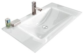 Lavabo a incasso rettangolare L 90 x H 14 x P 46 cm in vetro bianco lucido