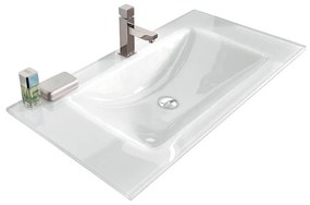 Lavabo integrale a incasso rettangolare lavabo L 90 x H 14 x P 46 cm in vetro bianco extrachiaro